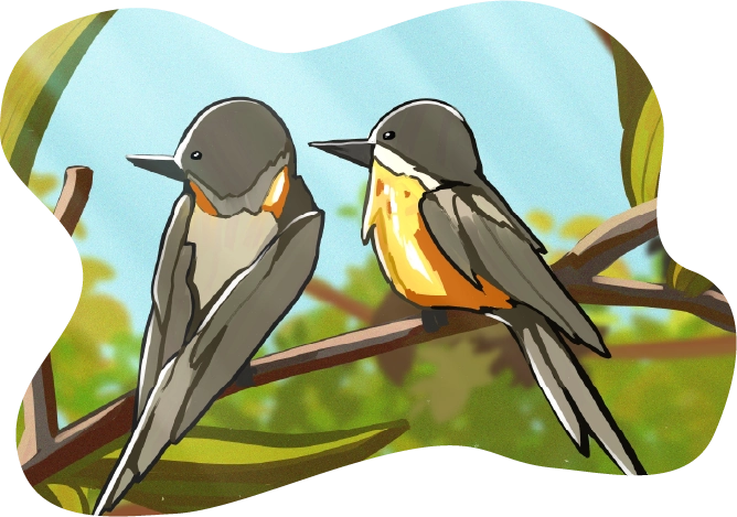 Ilustracion de pajaro en el bosque